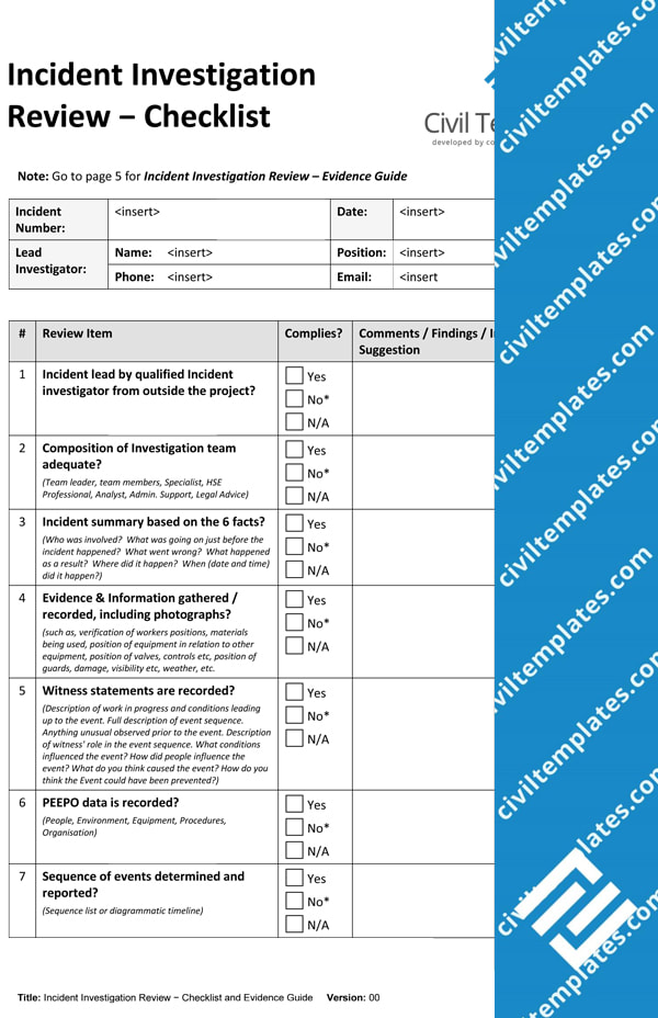 Incident Investigation Review Checklist
